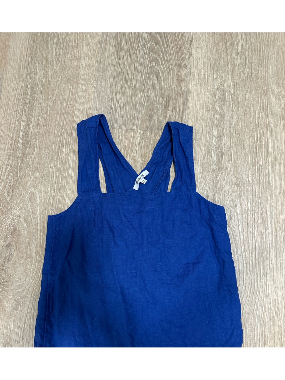 Madewell Linen Cross Back Blue Tank Top